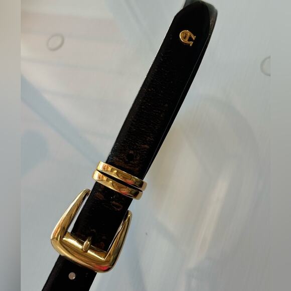 Etienne Aigner Black Leather Belt with Gold Buckle main image 10